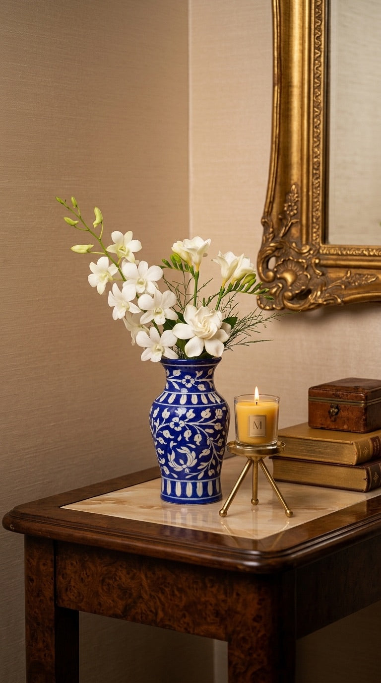 Indigo Courtyard Urn Vase