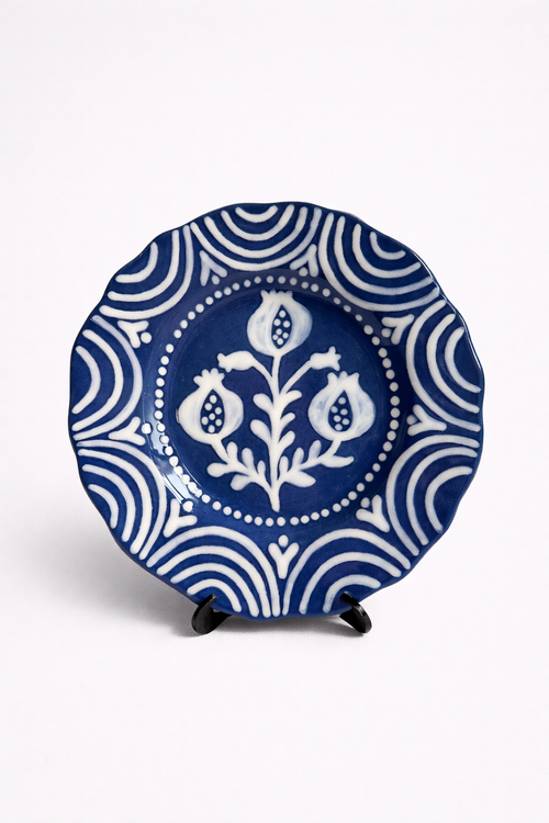 Bagh-E-Anar Blue Scalloped Plate - Set of 2