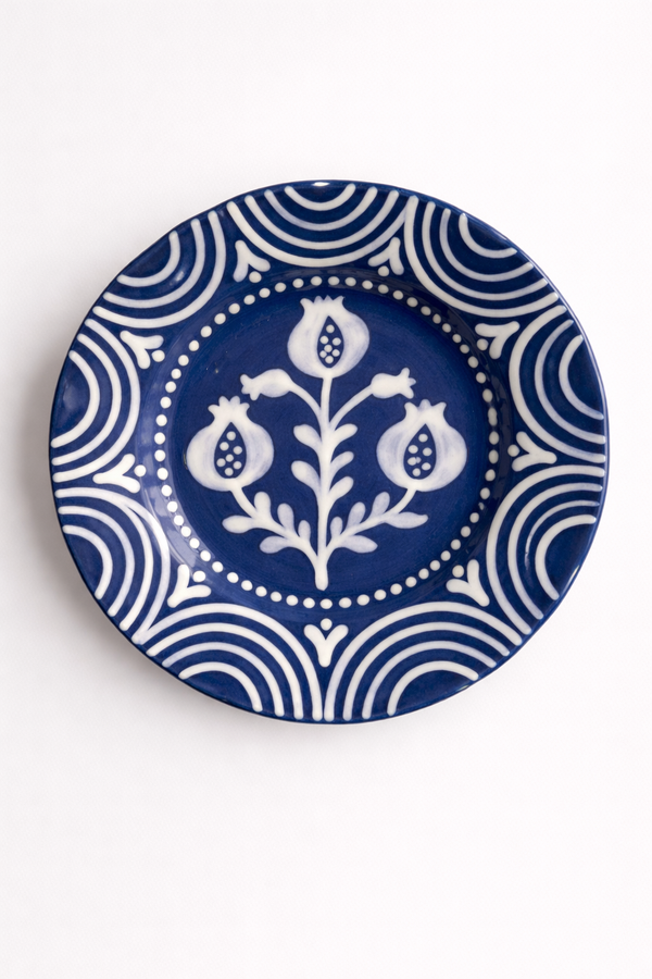 Bagh-E-Anar Blue Scalloped Plate