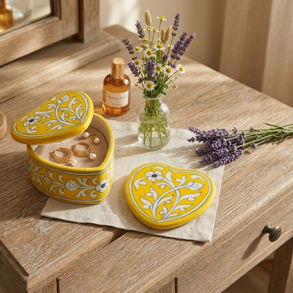 Yellow Floral Heart Casket