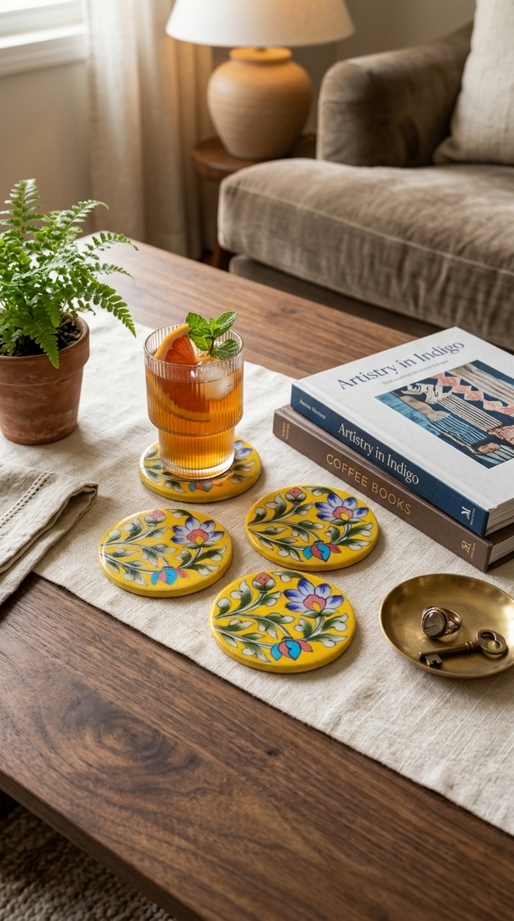 Sunehri Vatika Coaster - Set of 4