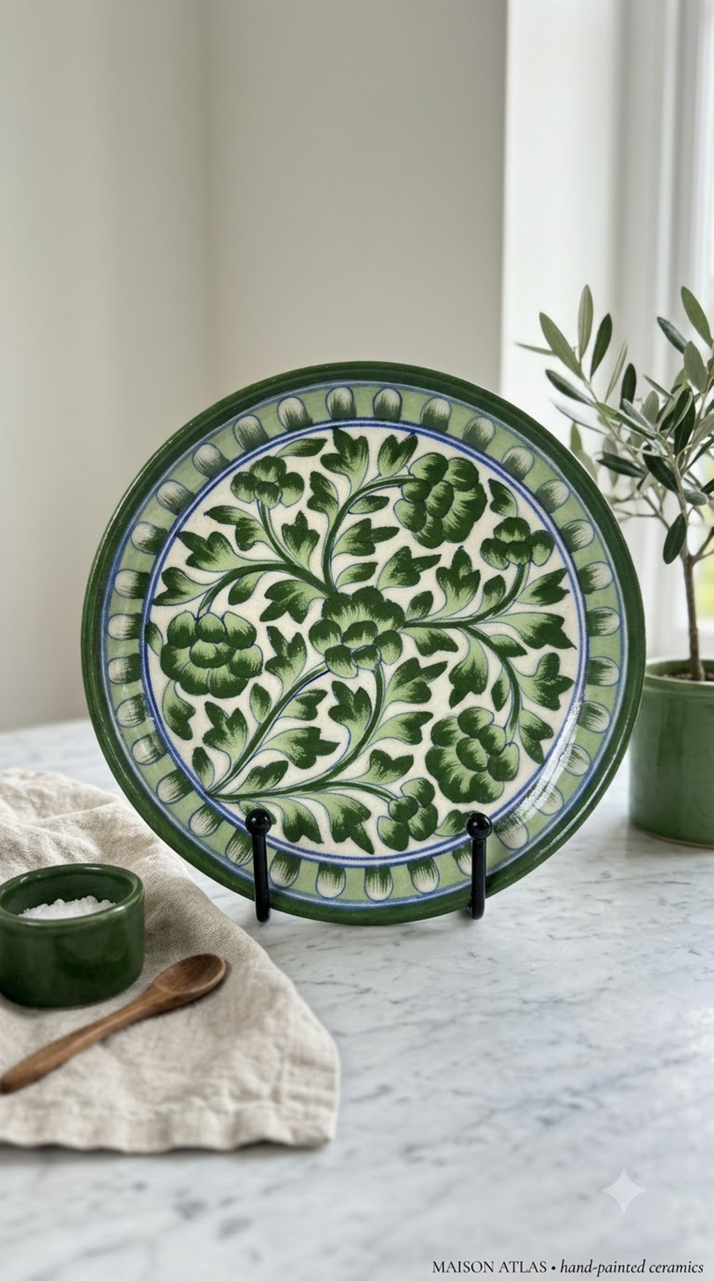 Green floral Heritage Plate