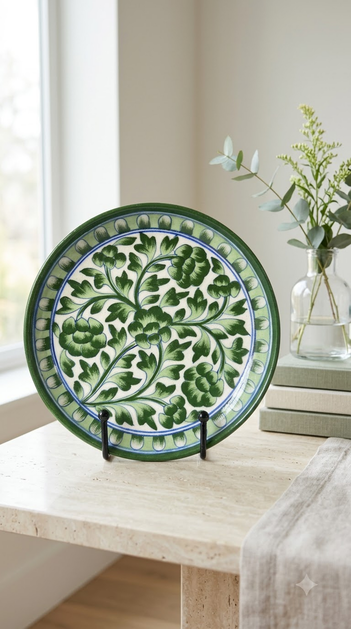 Green floral Heritage Plate