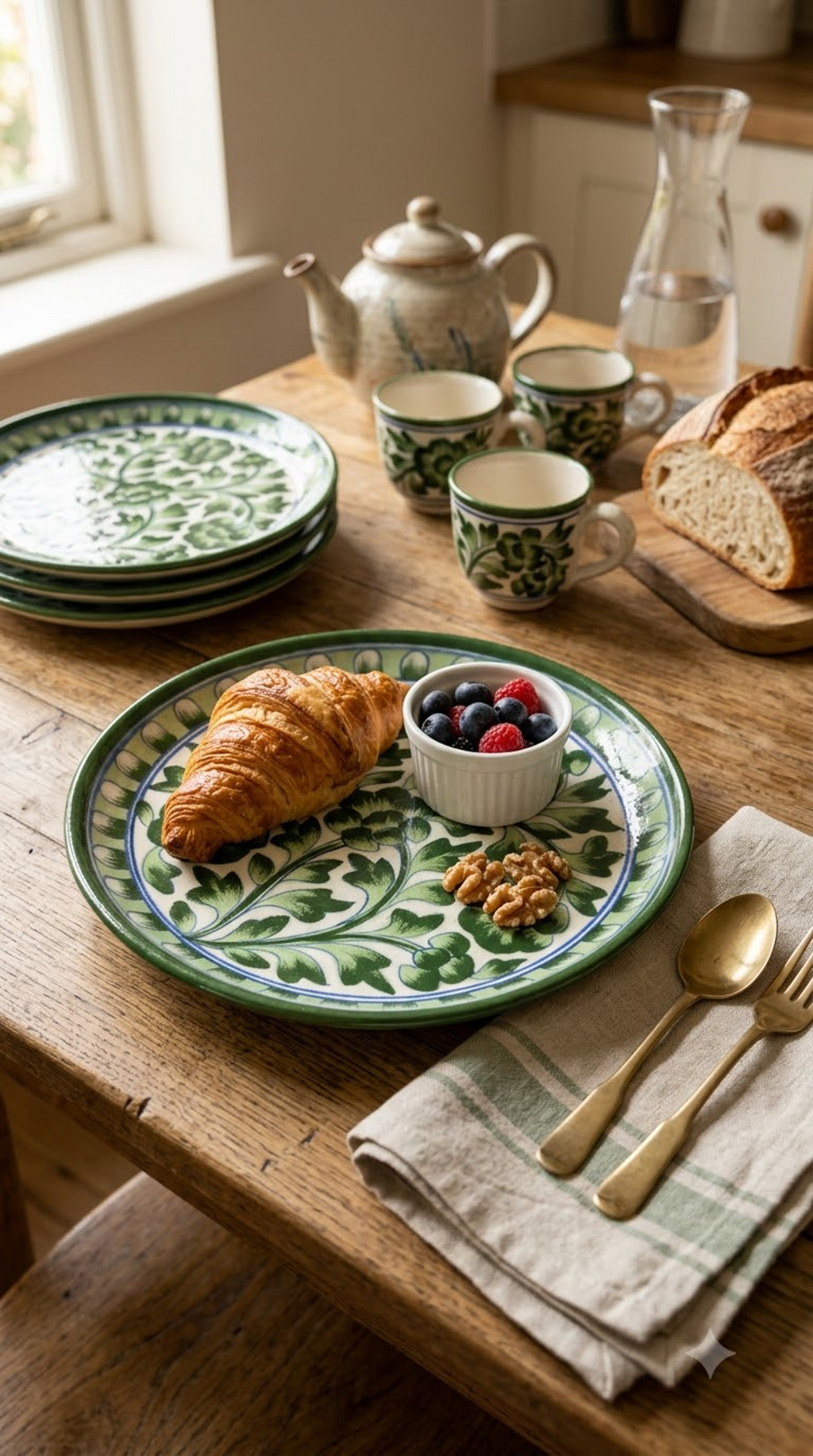 Green floral Heritage Plate