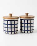 Indigo Check Storage Jar
