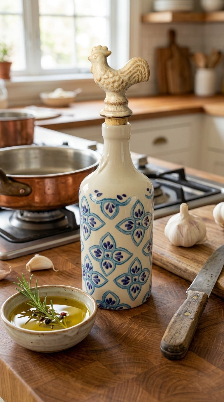 Avesia Blue Pottery Oil Decanter