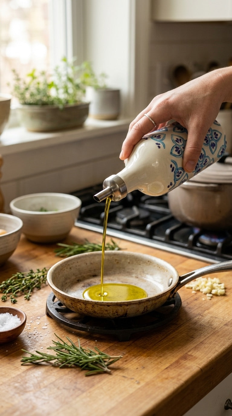 Avesia Blue Pottery Oil Decanter