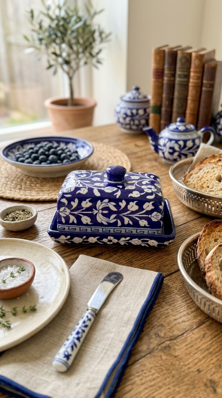 Blue Heritage Butter Dish